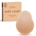 Easy Lifting Nipple Covers (One Tab) in Honey: single-tab reusable silicone lift nipple cover in front of its Honey Bare Babe box, labelled Lifting, invisible nipple covers, medical grade silicone
