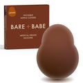Easy Lifting Nipple Covers (One Tab) in Mocha: single-tab reusable silicone lift nipple cover in front of its Mocha Bare Babe box, labelled Lifting, invisible nipple covers, medical grade silicone